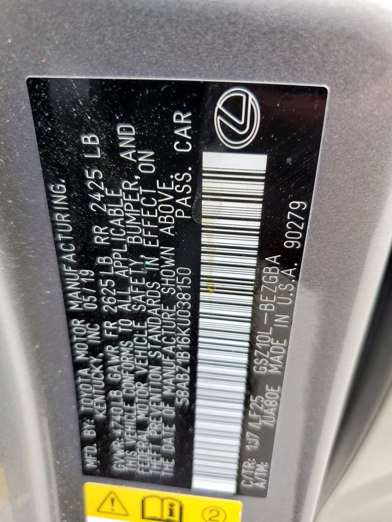 2019 LEXUS ES 350 58ABZ1B16KU038150