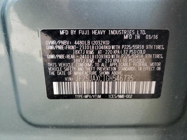2016 SUBARU FORESTER 2 JF2SJAXC1GH546735