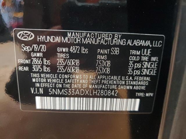 2020 HYUNDAI SANTA FE SEL - 5NMS33ADXLH280842