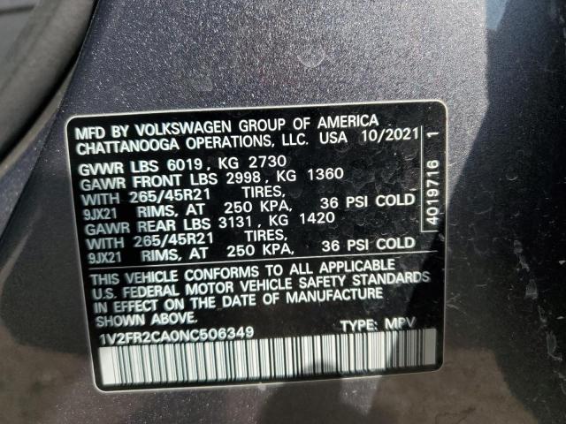 2022 VOLKSWAGEN ATLAS SEL PREMIUM R-LINE 1V2FR2CA0NC506349