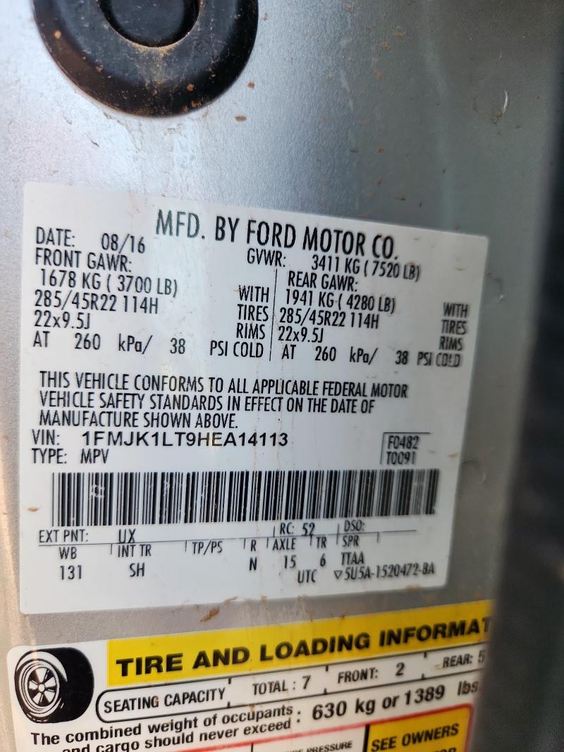 2017 FORD EXPEDITION 1FMJK1LT9HEA14113