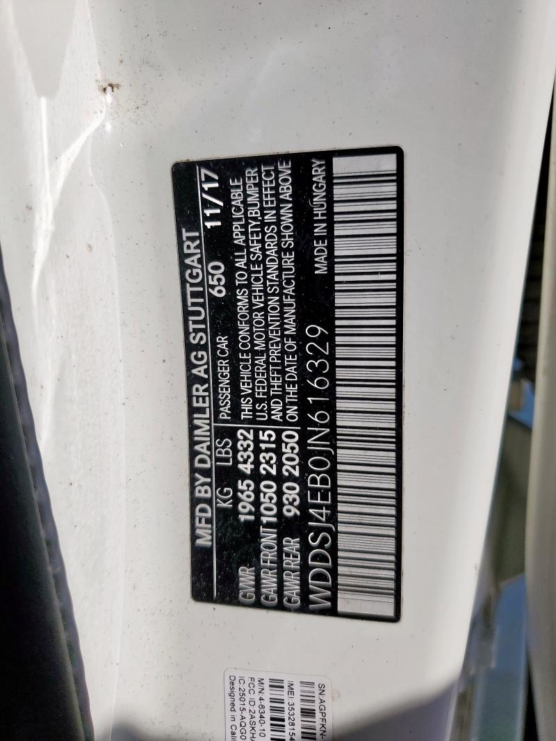 2018 MERCEDES-BENZ CLA 250 WDDSJ4EB0JN616329