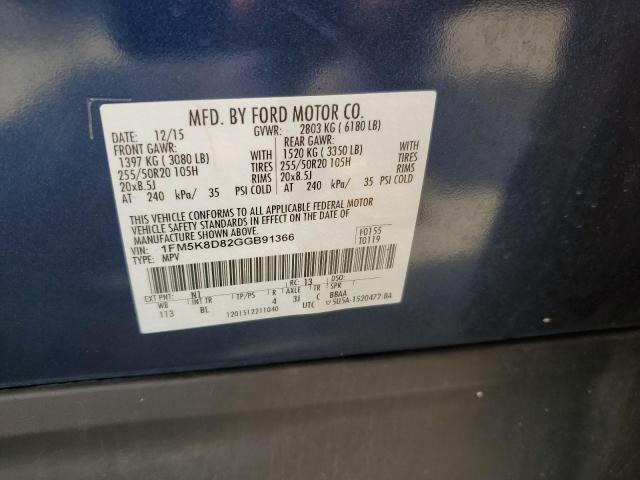 2016 FORD EXPLORER X 1FM5K8D82GGB91366