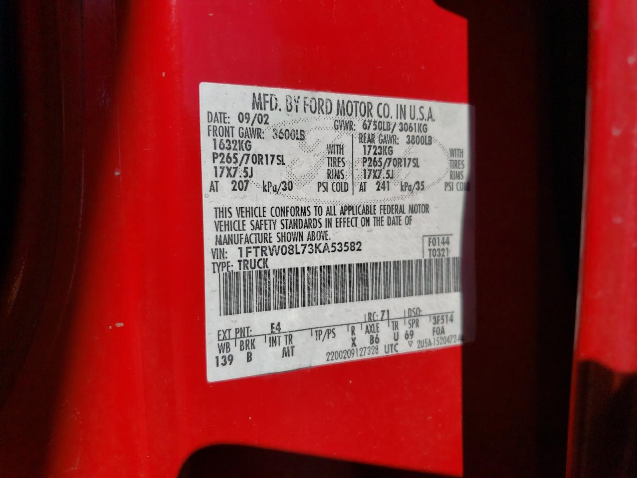 Lot #3282737298 2003 FORD F150 SUPERCREW