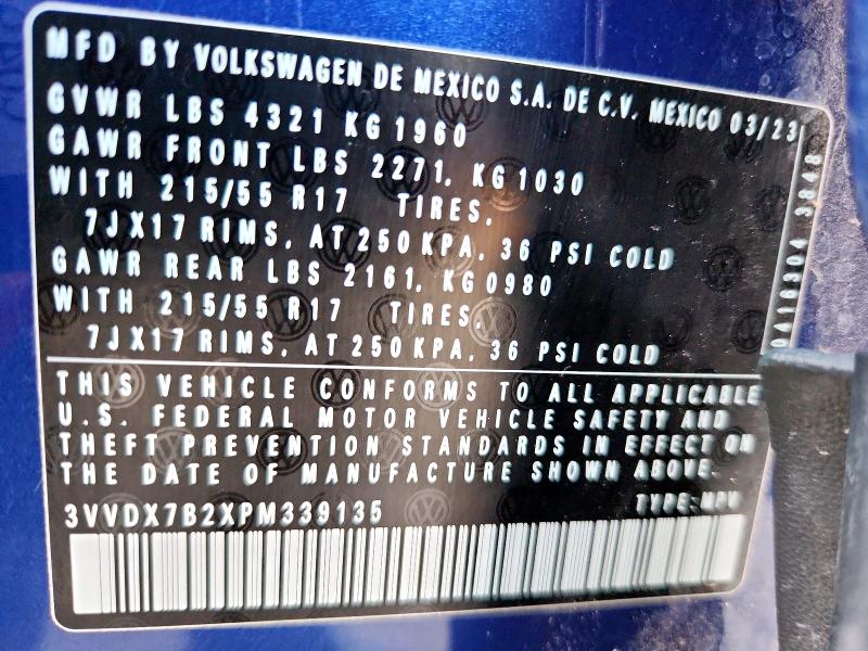 2023 VOLKSWAGEN TAOS 3VVDX7B2XPM339135