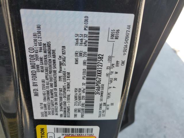 2019 FORD FUSION S 3FA6P0G7XKR127582