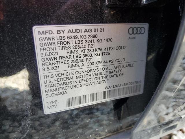 2021 AUDI Q7 PREMIUM PLUS WA1LXAF75MD027920