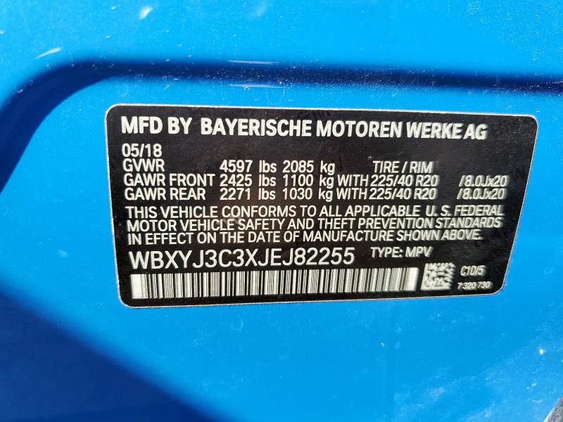 2018 BMW X2 SDRIVE2 WBXYJ3C3XJEJ82255