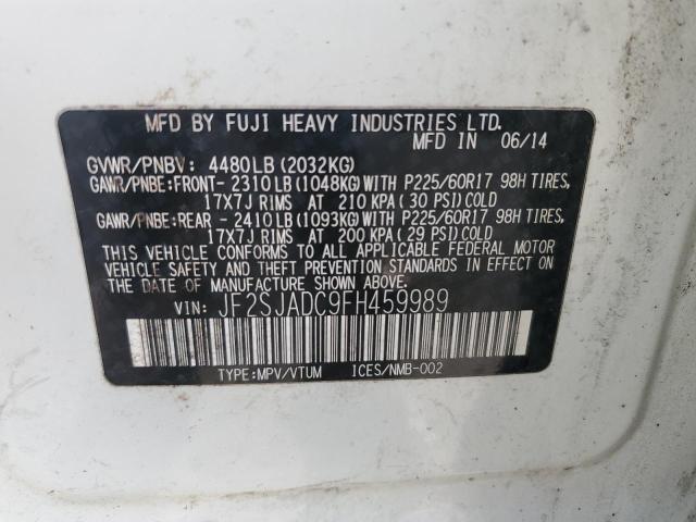2015 SUBARU FORESTER 2 JF2SJADC9FH459989