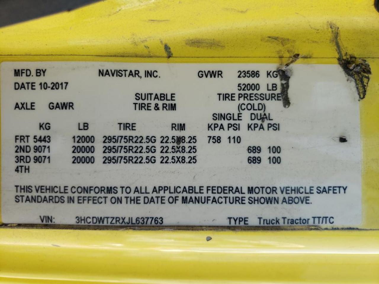 Lot #3253631018 2018 INTERNATIONAL RH613