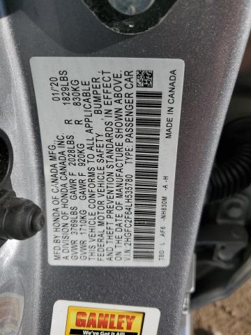 2020 HONDA CIVIC LX 2HGFC2F64LH535780