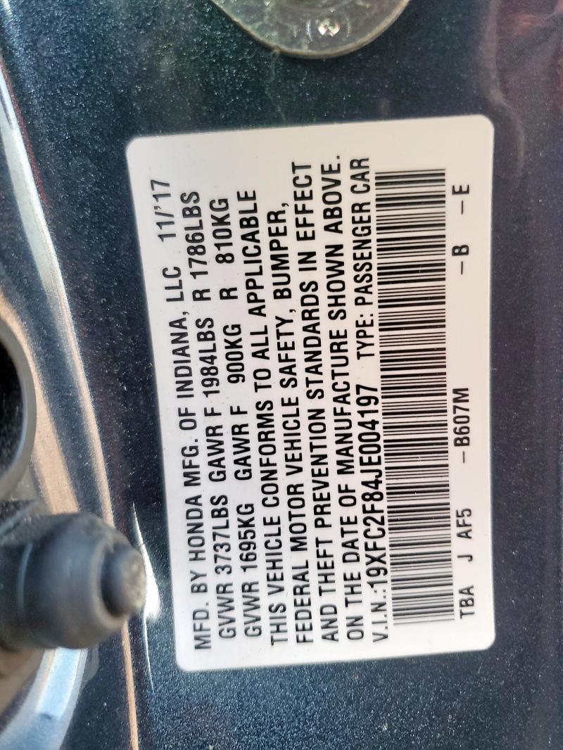 2018 HONDA CIVIC EX 19XFC2F84JE004197