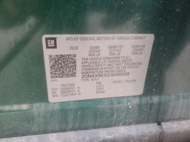 2018 CHEVROLET EQUINOX LT 2GNAXSEV2J6260058