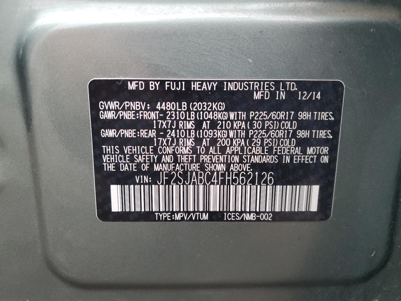 SUBARU FORESTER 2.5I