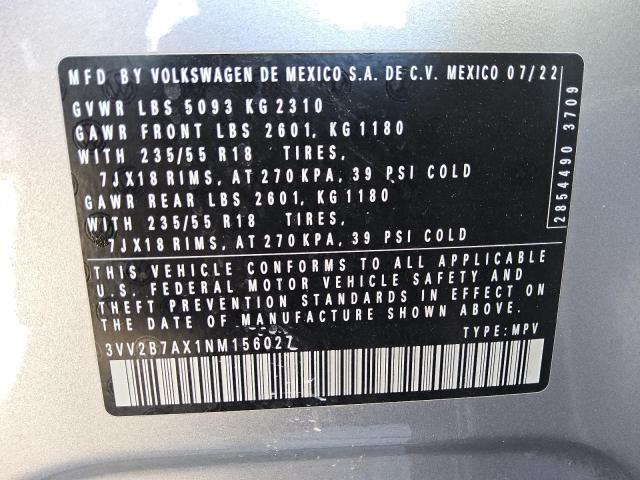 2022 VOLKSWAGEN TIGUAN SE 3VV2B7AX1NM156027