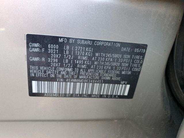 2019 SUBARU ASCENT LIM 4S4WMAMD8K3484451