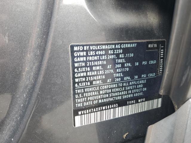 2015 VOLKSWAGEN TIGUAN S WVGBV7AXXFW589493