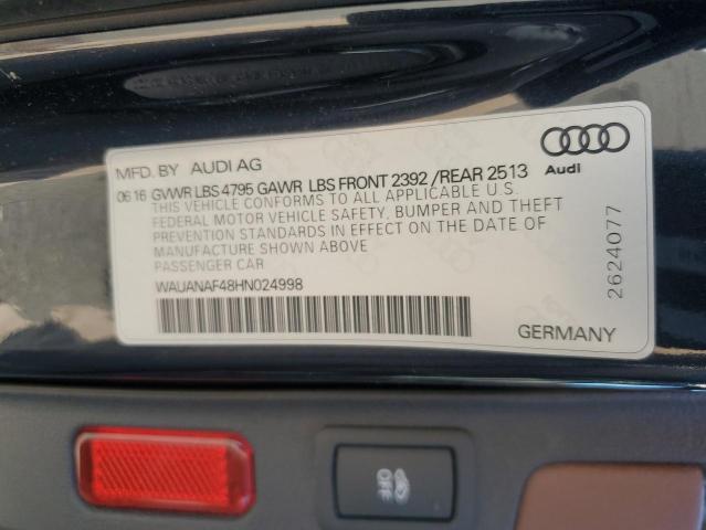 2017 AUDI A4 PREMIUM WAUANAF48HN024998