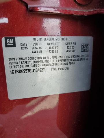 2016 CHEVROLET VOLT LTZ 1G1RD6S57GU134927