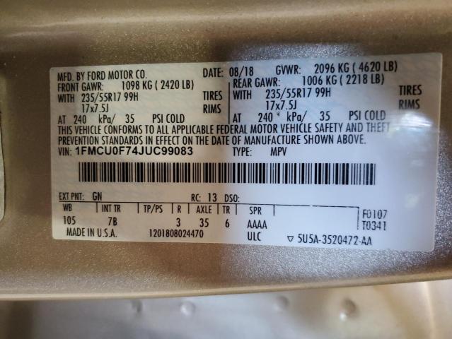 2018 FORD ESCAPE S 1FMCU0F74JUC99083