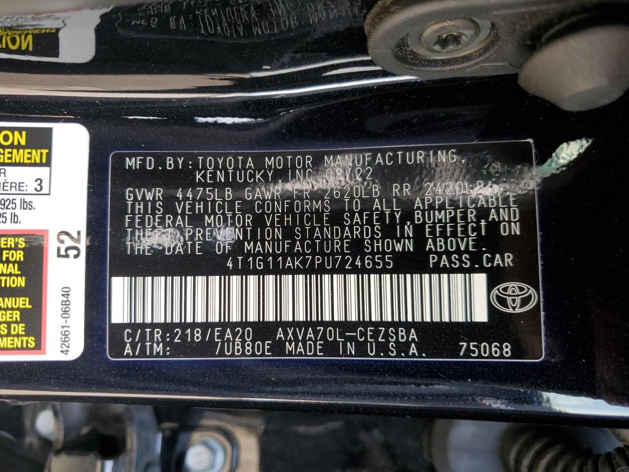 TOYOTA CAMRY SE NIGHT SHADE