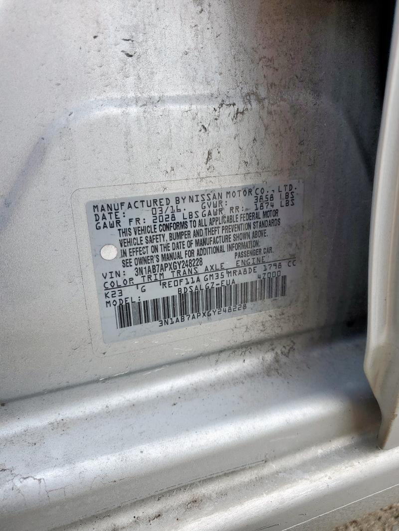 2016 NISSAN SENTRA S 3N1AB7APXGY248228