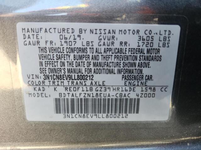 2020 NISSAN VERSA SV 3N1CN8EV9LL800212