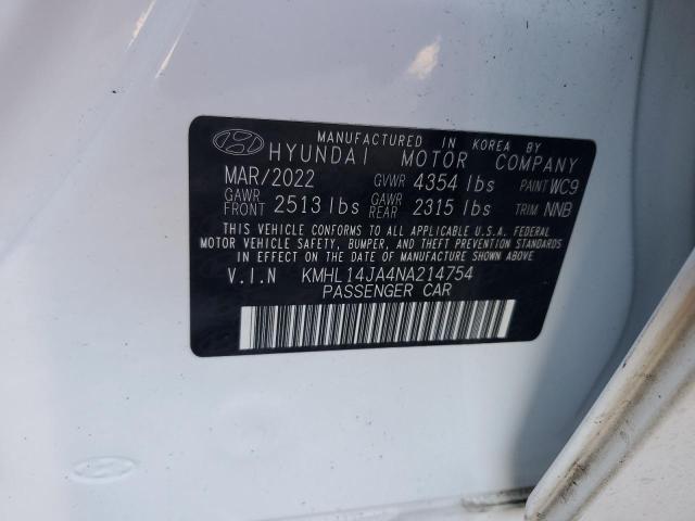 2022 HYUNDAI SONATA SEL KMHL14JA4NA214754
