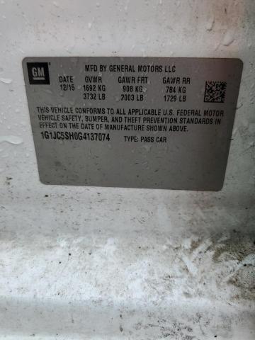 2016 CHEVROLET SONIC LT 1G1JC5SH0G4137074
