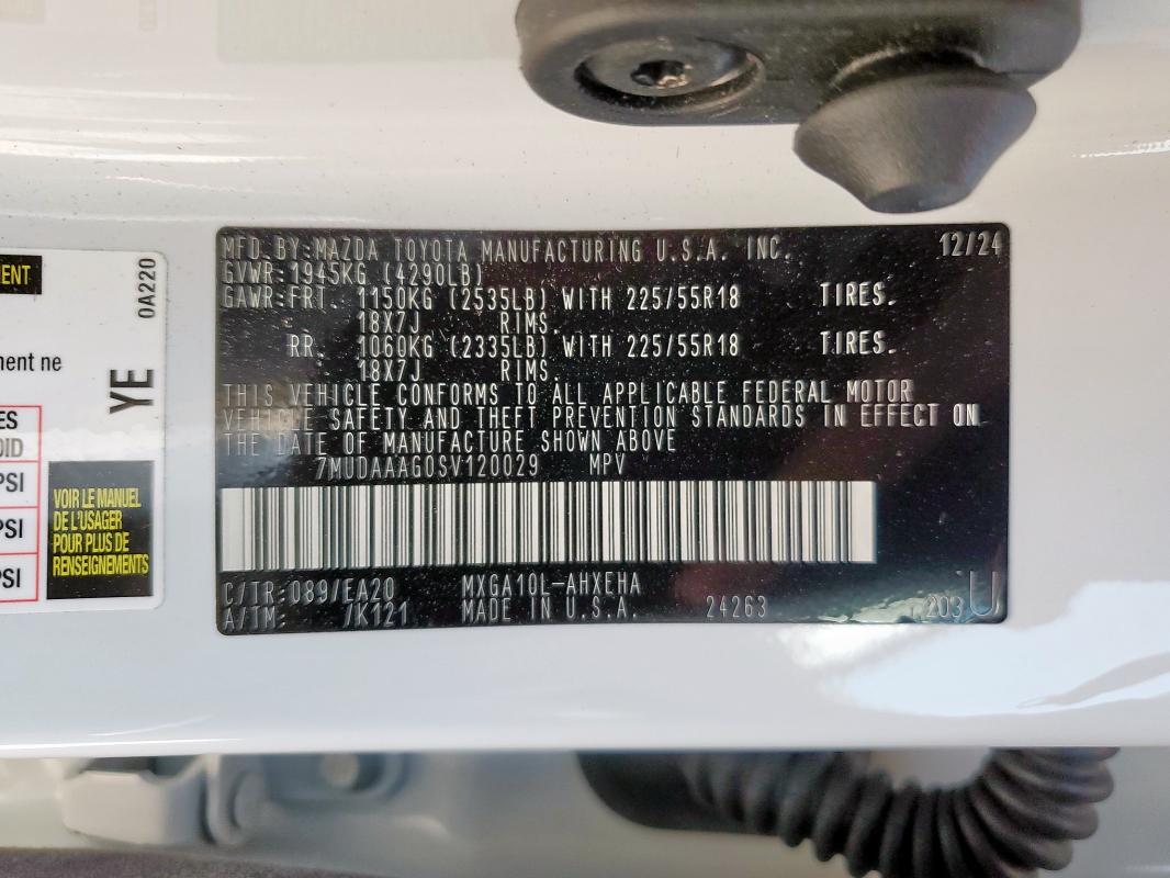 2025 TOYOTA COROLLA CR 7MUDAAAG0SV120029