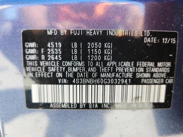 2016 SUBARU LEGACY 2.5I PREMIUM 4S3BNBH60G3032941