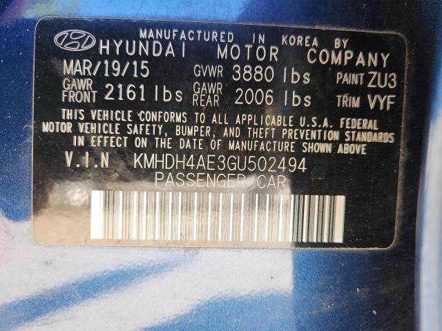 2016 HYUNDAI ELANTRA SE KMHDH4AE3GU502494