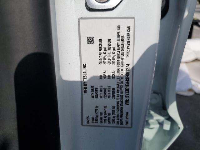 2025 TESLA MODEL 3 - 5YJ3E1EA4SF001274