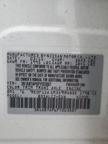 2015 NISSAN SENTRA S 3N1AB7AP6FY263887