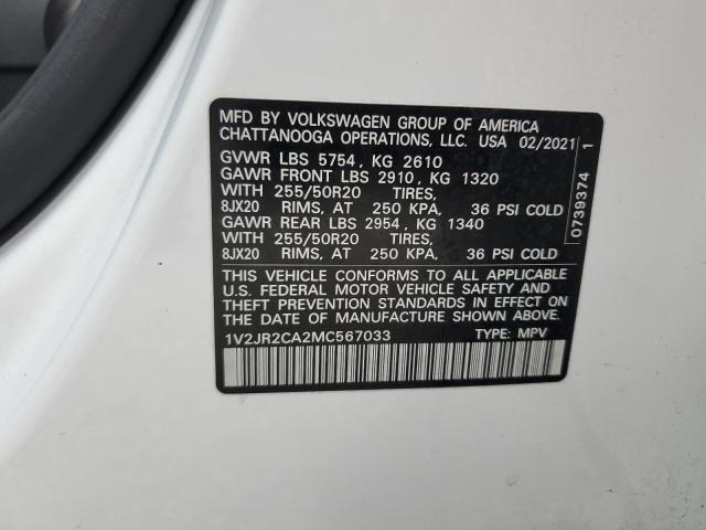 2021 VOLKSWAGEN ATLAS SE 1V2JR2CA2MC567033