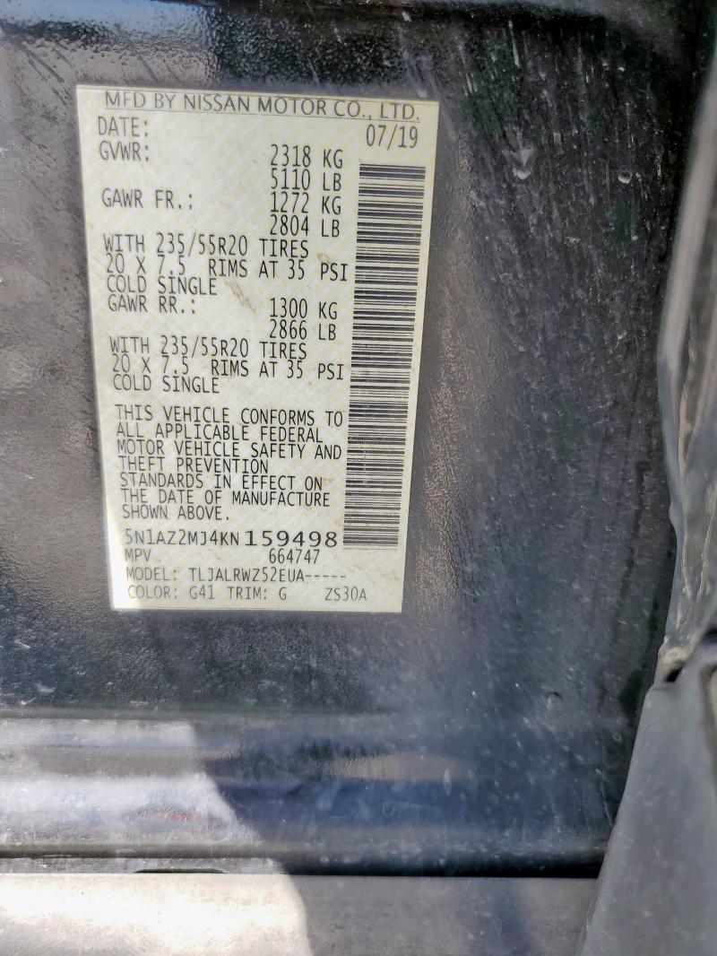 2019 NISSAN MURANO S 5N1AZ2MJ4KN159498