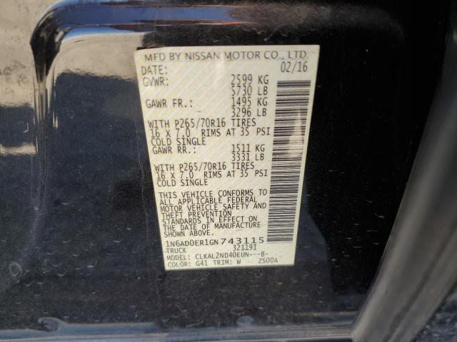 2016 NISSAN FRONTIER S 1N6AD0ER1GN743115