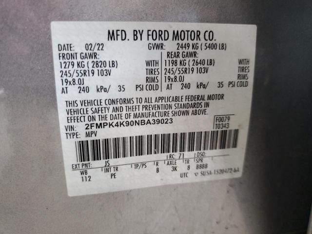 2022 FORD EDGE TITAN 2FMPK4K90NBA39023