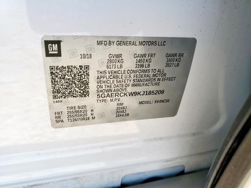 2019 BUICK ENCLAVE PR - 5GAERCKW9KJ185209