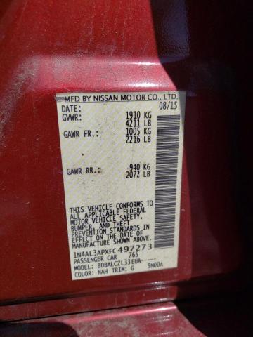 2015 NISSAN ALTIMA 2.5 1N4AL3APXFC497273