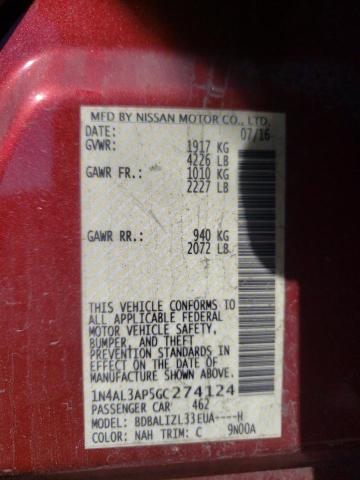 2016 NISSAN ALTIMA 2.5 1N4AL3AP5GC274124