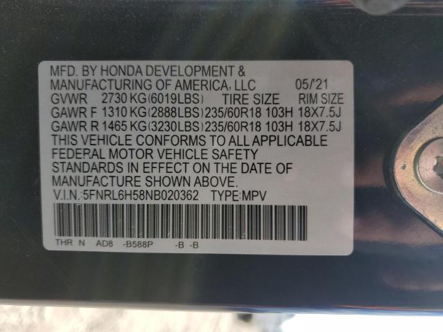 2022 HONDA ODYSSEY EX 5FNRL6H58NB020362