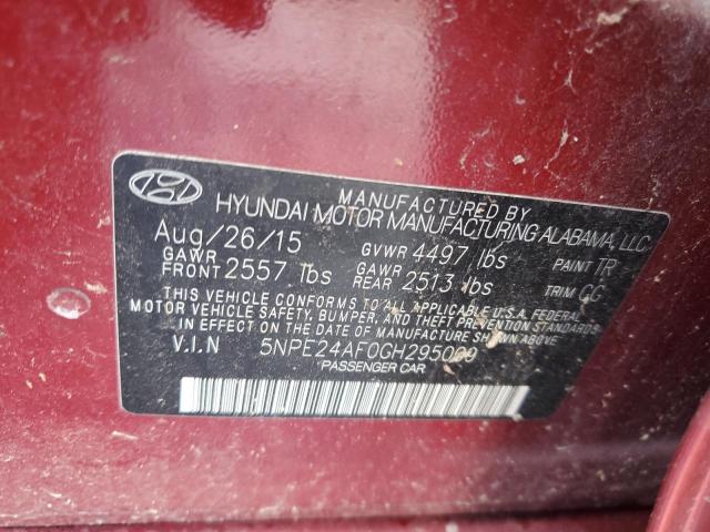 2016 HYUNDAI SONATA SE 5NPE24AF0GH295009
