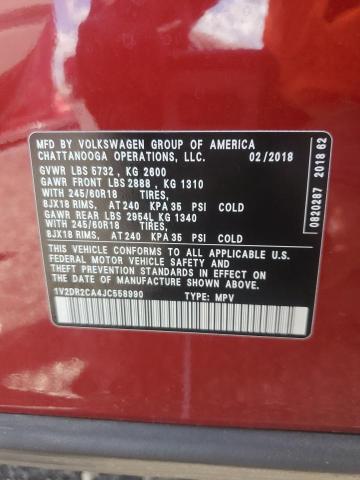 2018 VOLKSWAGEN ATLAS SE 1V2DR2CA4JC558990