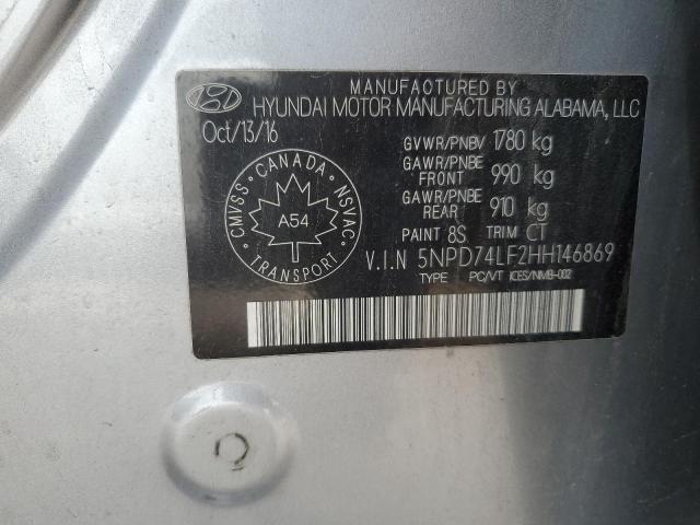 2017 HYUNDAI ELANTRA SE 5NPD74LF2HH146869