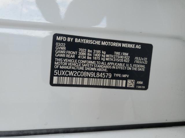 2022 BMW X7 XDRIVE4 5UXCW2C08N9L84579