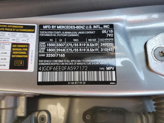 2015 MERCEDES-BENZ GL 450 4MATIC 4JGDF6EE0FA597172