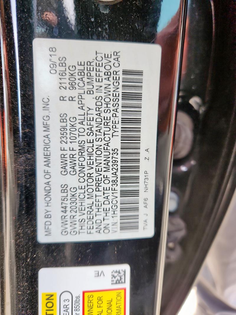 2018 HONDA ACCORD SPORT - 1HGCV1F38JA239735