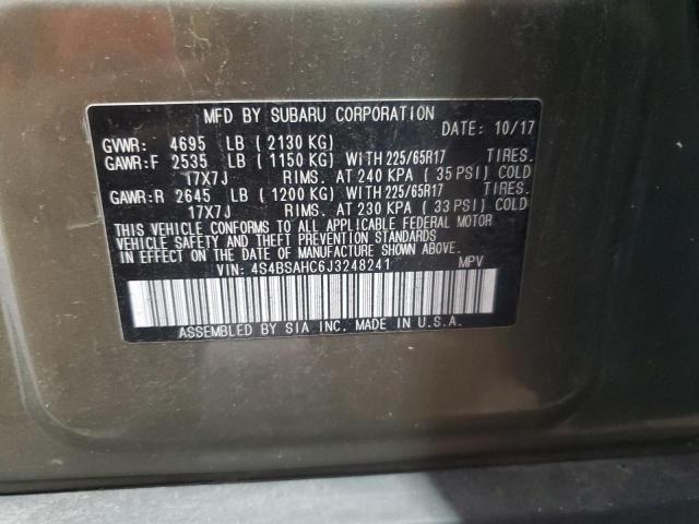 2018 SUBARU OUTBACK 2. 4S4BSAHC6J3248241