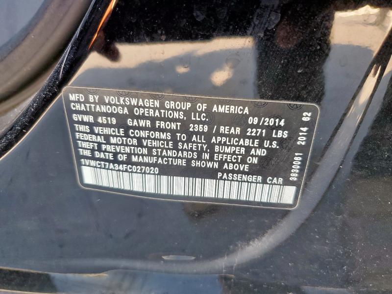 2015 VOLKSWAGEN PASSAT SEL 1VWCT7A34FC027020